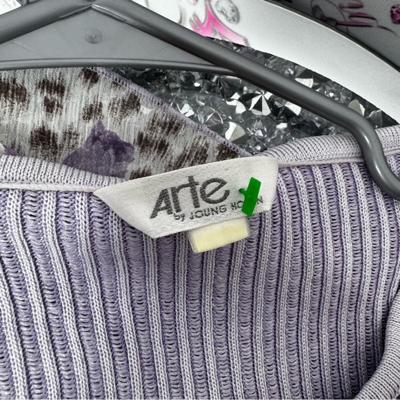 Arte shirt purple cheetah print beaded embroidery ruffle frills stretchy y2k - Picture 6 of 12